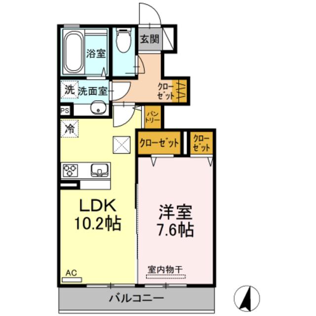 ソレイユ梶山(1LDK/1階)の間取り写真
