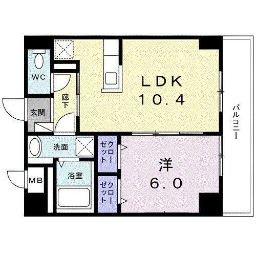 ラ メッゾ(1LDK/5階)の間取り写真