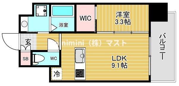 S-RESIDENCE難波西ALTER(1LDK/10階)の間取り写真