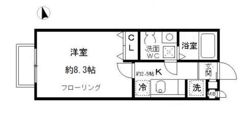 ソレーユ宮前(1K/2階)の間取り写真