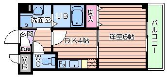 リバーライズ寺田町(1DK/4階)の間取り写真
