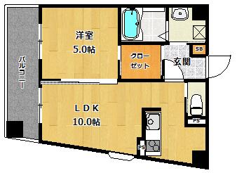 アールワイ西宮(1LDK/6階)の間取り写真