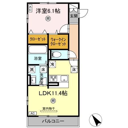 D-ROOM柊(1LDK/1階)の間取り写真