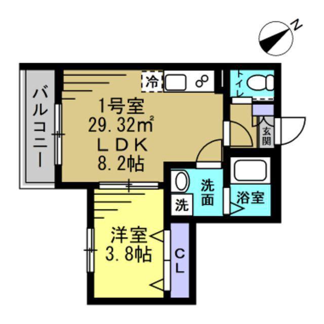 HD南柏(1LDK/3階)の間取り写真