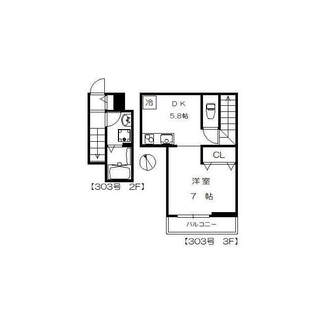 CASA ASPERA JIYUGAOKA(1DK/3階)の間取り写真