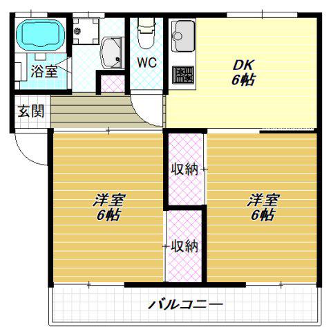恵我之荘第二コーポラス(2DK/2階)の間取り写真