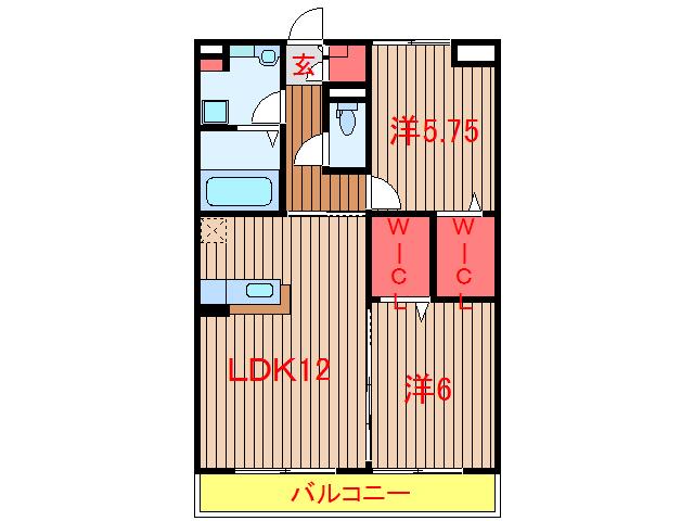 ドルチェ・アンナAB(2LDK/2階)の間取り写真