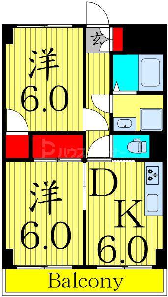 クローネ川口(2DK/3階)の間取り写真