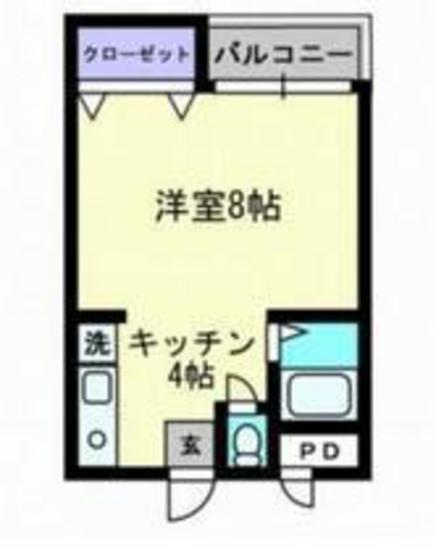 RO田園A(ワンルーム/2階)の間取り写真