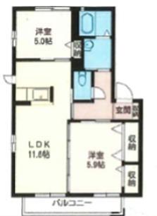 フェリーチェIII番館(2LDK/1階)の間取り写真