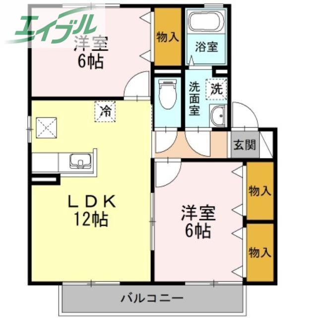 エスペランサTATSUMI(2LDK/1階)の間取り写真