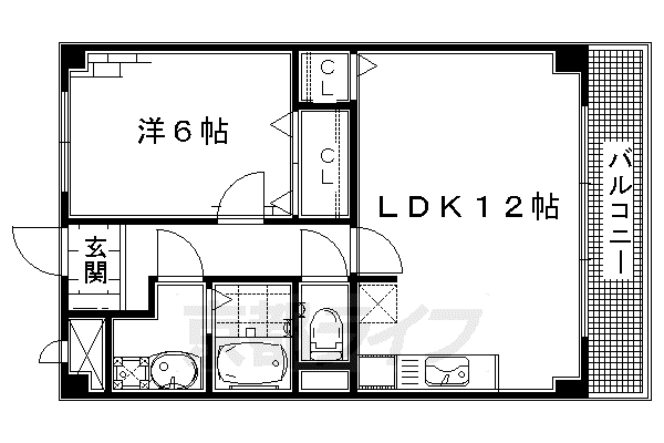カーサ東浜(1LDK/4階)の間取り写真