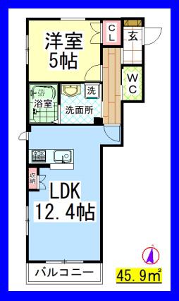 AF グランヴィラ(1LDK/4階)の間取り写真