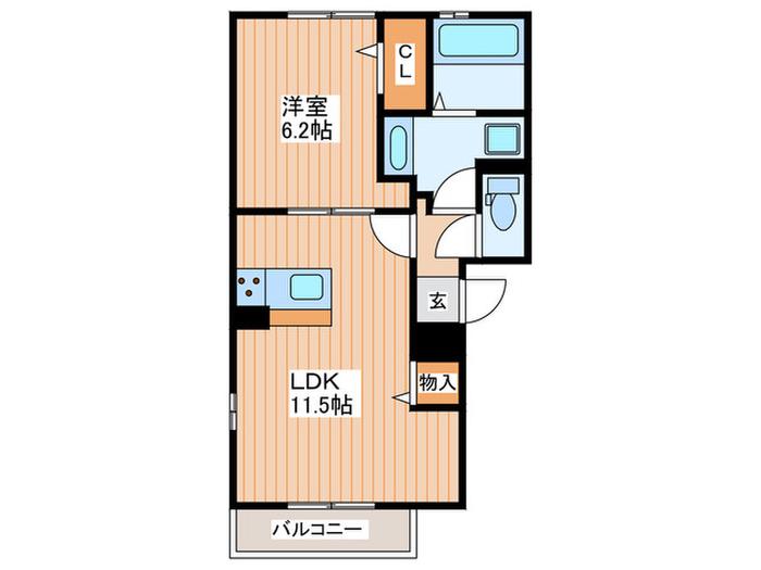 ミラブーカ(1LDK/3階)の間取り写真