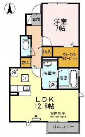 グレース A棟(1LDK/1階)の間取り写真