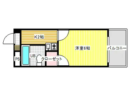 KS COURT(1K/2階)の間取り写真