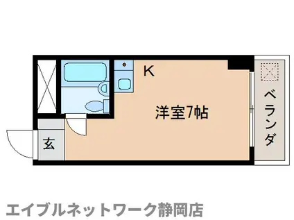 朝日プラザ静岡南安倍 303(ワンルーム/3階)の間取り写真