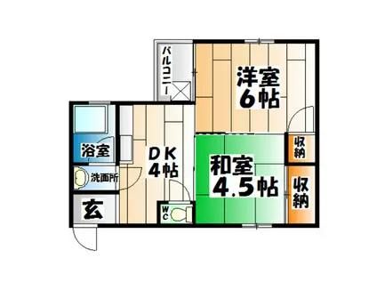 コーポ衣掛(2DK/2階)の間取り写真