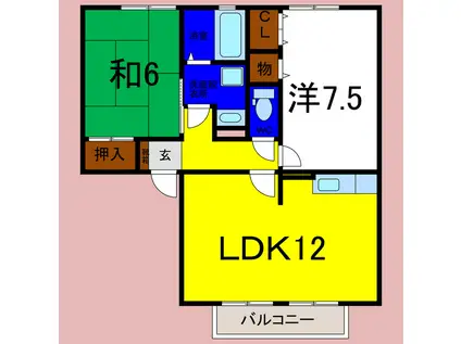 サンメイユウIIB(2LDK/2階)の間取り写真