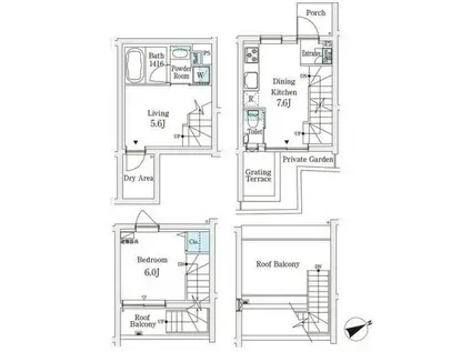 AGRATIO TERRACE 恵比寿(1LDK/1階)の間取り写真