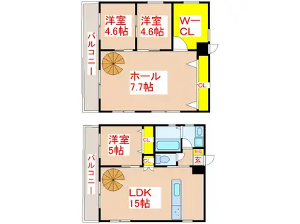 フェリス荒田(3LDK/2階)の間取り写真