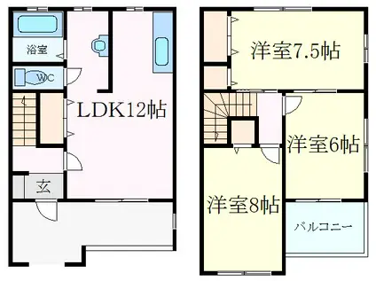 コンフォート八代(3LDK/1階)の間取り写真