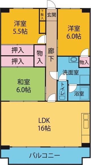 OS・SKYフレックス藤が丘(3LDK/4階)の間取り写真