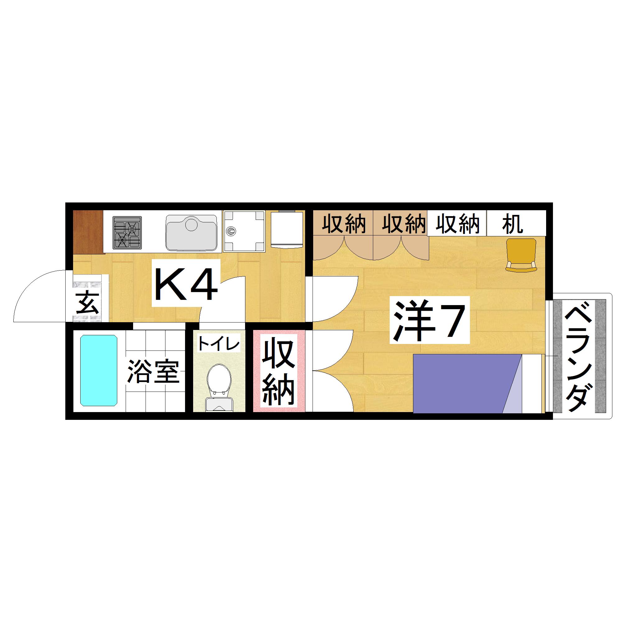 ホワイトコテージ(1K/1階)の間取り写真