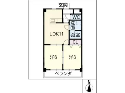 ライトパレス(2LDK/1階)の間取り写真