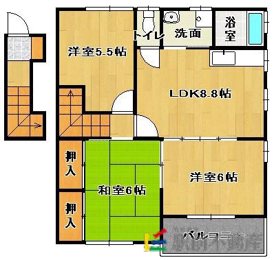 ジョイフルKIII(3LDK/2階)の間取り写真