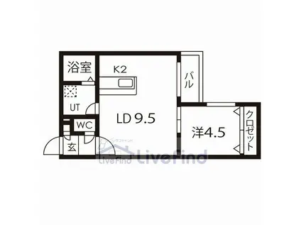 ロワ・リーヴ(1LDK/2階)の間取り写真