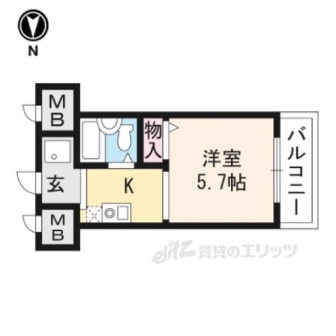 プランドール(1K/2階)の間取り写真