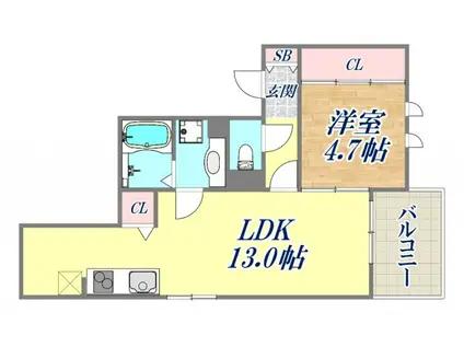 アコール北口(1LDK/1階)の間取り写真