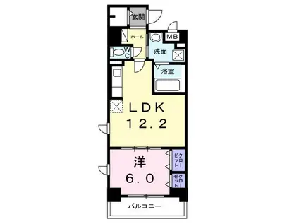 KUNIO(1LDK/4階)の間取り写真