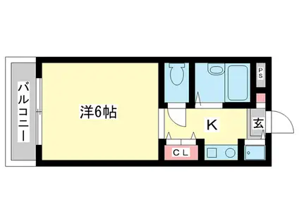 ウインライフ若草山(1K/1階)の間取り写真