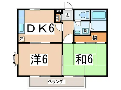 稲荷坂ハイツ(2DK/2階)の間取り写真