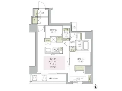 アーバネックス天満橋FRONT(2LDK/13階)の間取り写真