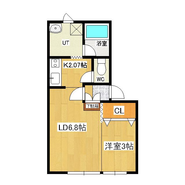 ハイツS2(1LDK/2階)の間取り写真