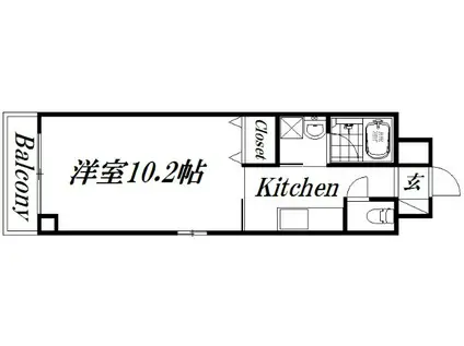 ドエルスイーツ(1K/2階)の間取り写真