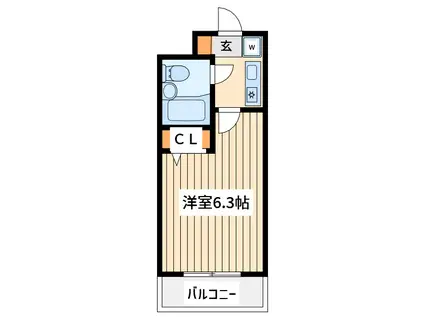府中ペガサスビル(1K/3階)の間取り写真