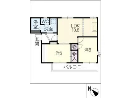 ドミールN 1・2(2LDK/1階)の間取り写真