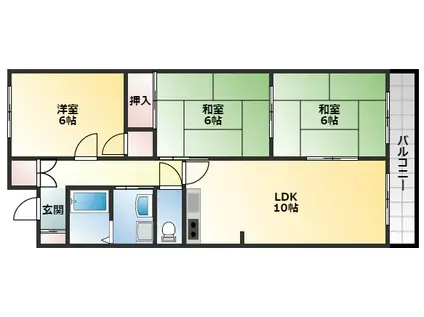 ペーンヴィラージュ(3LDK/4階)の間取り写真