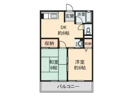 シティハイム ラ・メール(2DK/1階)の間取り写真