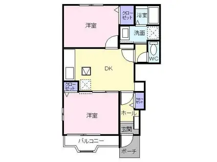 レジデンス阿賀崎(2DK/1階)の間取り写真