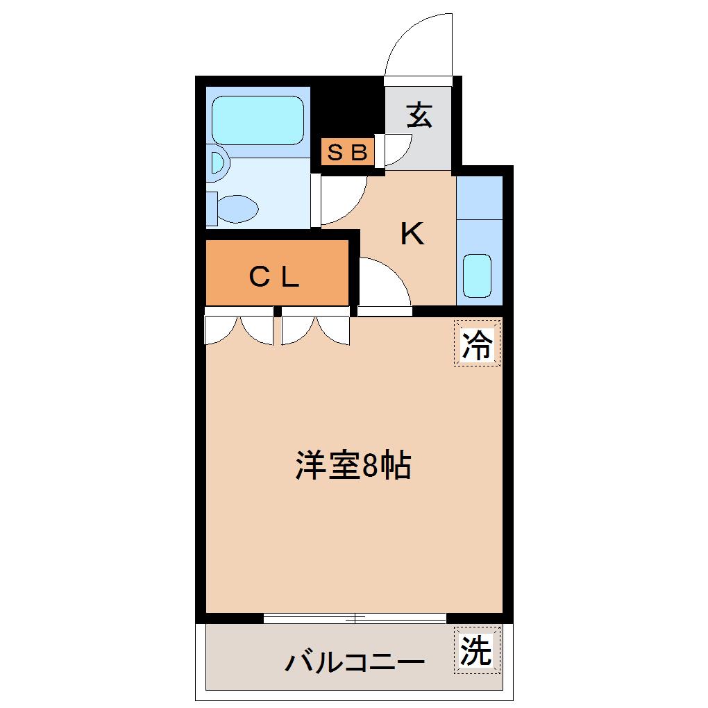 イーグルハイツ銀杏町(1K/4階)の間取り写真