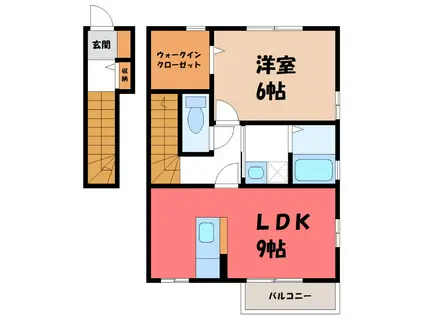 ルミエール大友A(1LDK/2階)の間取り写真