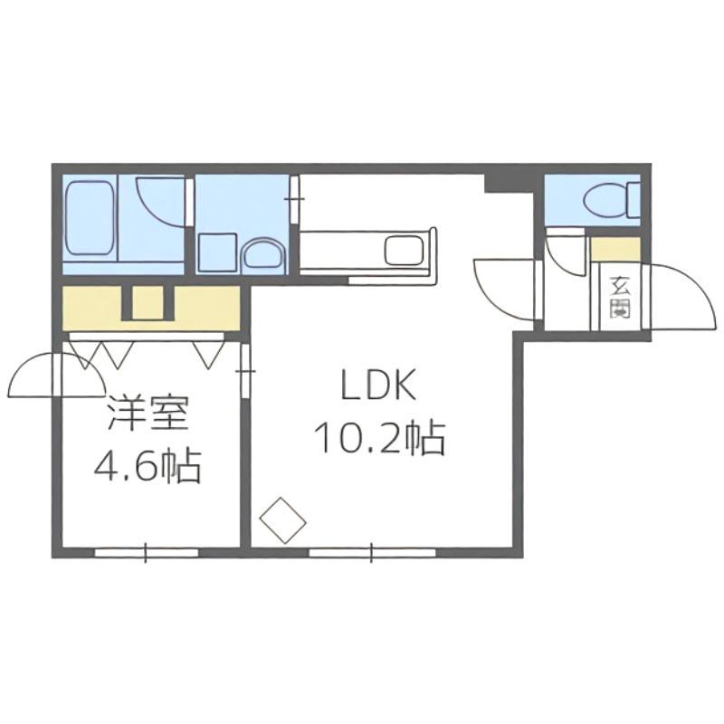 ティファーレ白石(1LDK/4階)の間取り写真