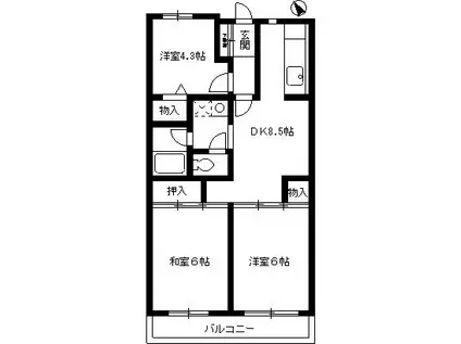 ヒルサイドテラス山手台II(3DK/3階)の間取り写真