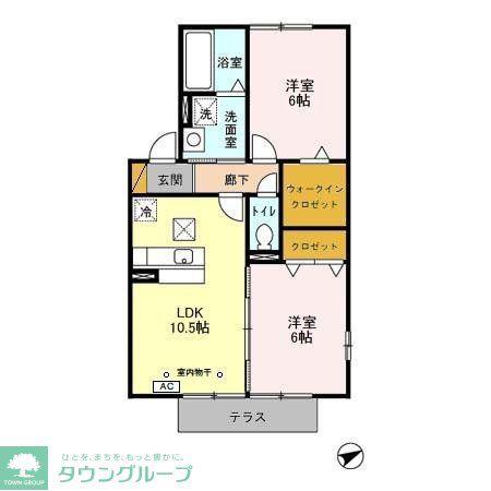 アヴァンセ八幡A・B(2LDK/1階)の間取り写真