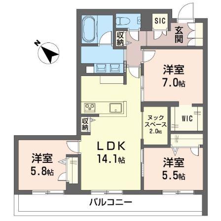 レスピラーレ湘南(3LDK/2階)の間取り写真